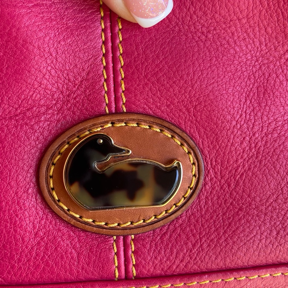 Dooney & Bourke Pink and Brown Leather Handbag with Medallion